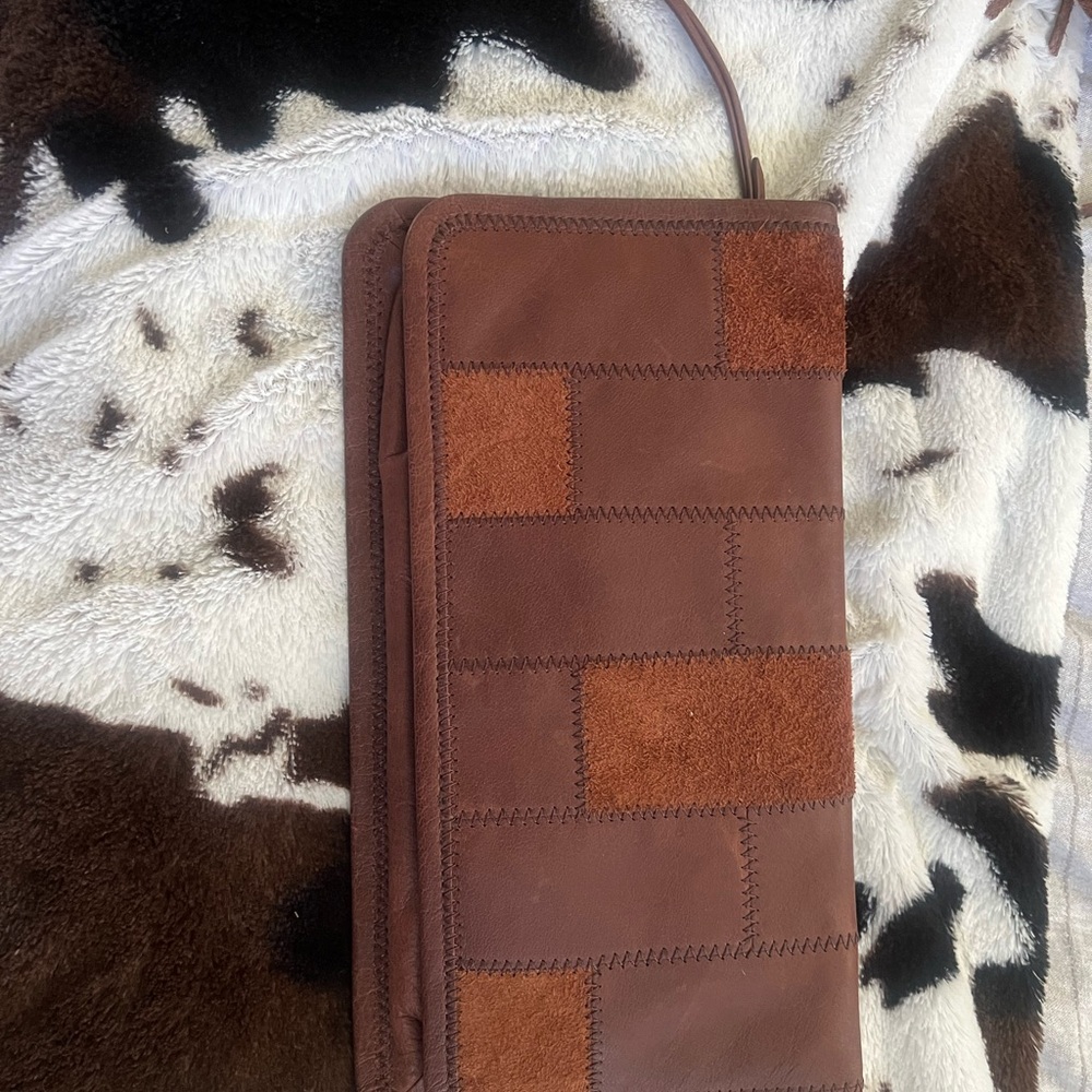 HOBO Brown Patchwork Leather Clutch